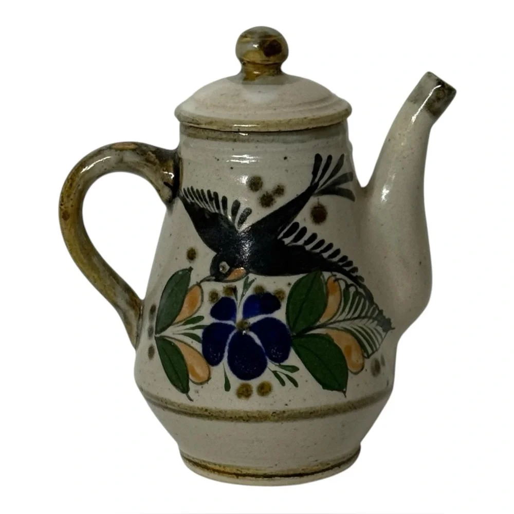 Tonala Pottery Handmade Pitcher‎ With Lid Cream Pitcher Signed Mexico